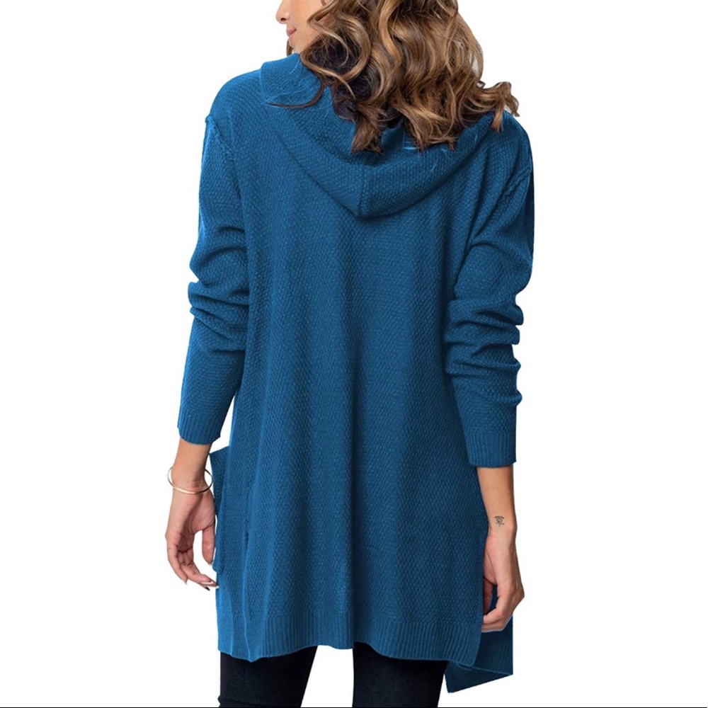 🦋Long Sleeve Open Front Hoodie Knit Cardigan🦋 - Picture 3 of 6